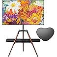 Fydeamer Tripod Easel TV Stand for 32-65 inch LED LCD Screen Flat Curved Screen, Height Adjustable Studio TV Display Stand with 140° Swivel for Bedroom, Living Room, Corner TV Stand Black Wood
