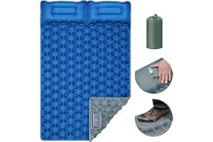 SPESSN Matelas de camping auto-gonflant - Matelas autogonflant - Matelas auto-gonflable ultra léger - Tapis de couchage pliable pour voyage, randonnée, plage et sac à dos - 196 x 125 x 9 cm (double)