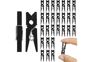Fuyamp 100 Pcs Mini Craft Wooden Pegs, 2.5cm Black Small Crafting Pegs,Mini Wooden Peg Embellishments Tiny Pegs for Hanging photos, DIY Art and Craft Projects