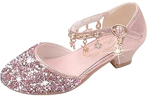 YOSICIL Ballerine Bambina Scarpe Bambina Eleganti da Cerimonia Scarpe con Tacco Ragazza Primavera Scarpe con Paillettes da Ragazza Ballerine Sandali Bimba Sandali Principessa EU26-38