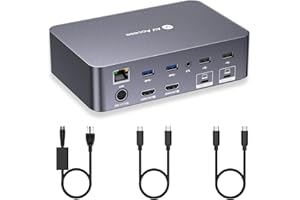 AV Access Docking Station KVM Switch 2 Monitors 2 Laptops, 4K KVM Dual Monitor, 2 USB-C MST Ports, 60W PD for Each PC, 1G Ethernet, EDID Emulation, 2K@144Hz,1080P@240Hz, Ideal for Home Office & Gaming