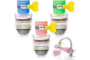 LPEPLL Filtre Robinet Anti Calcaire 3 Pièces Filtre à Eau Potable pour Cuisine, Évier et Salle de Bain, Accessoire de Purification d’Eau