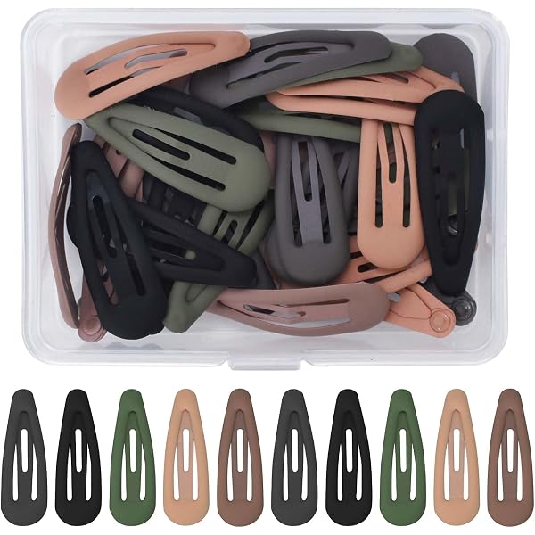 YUXIANLB 20 Stück Haarspangen Frauen – Metall Snap Clips, Wassertropfen-Design, 5 Farben