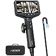 Anykit Dual-Lens Two-Way Articulating Borescope, Inspection Camera with 0.33in Articulated Snake Camera, 5-inch HD Screen Industrial Endoscope with 8 Lights, for Automotive DIY Mechanics - 5FT