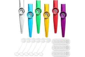 OHSN Kazoos Instrument 42 pcs Kazoo Métal Instruments 6 Pièces de Couleurs Différentes De Musique en Métal Kazoo Alliage Aluminium Portable Cazou Cazoo Enfant 30 Films Kazoo Gratuits 6 étuis de Protection