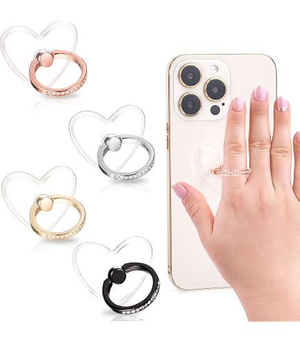 Handy-Ringhalter 2er-Set – 360° Drehbar, Zusammenklappbar, Mit Blumen-Design (silber/rosa)