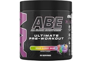 Applied Nutrition ABE Pré-Entraînement - All Black Everything Poudre Pre Workout à Base de Citrulline, de Créatine et de Bêta-Alanine, Énergie (375 g (Lot de 1), Sour Gummy Bear)