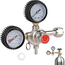 Regolatore Pressione CO2 Con Doppio Manometro Per Impianto Birra – Attacco W21.8, In Lega Rame-Alluminio
