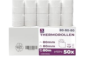 LYNNE PAYMENT SOLUTIONS Rotoli termici 80mm x 80m x 12mm per registratore di cassa fiscale - Rotolo di carta termica per stampante 80x80x12 (50 rotoli)