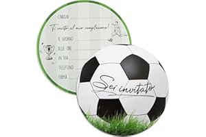 GEBETTER 32pz Inviti Compleanno Bambino Calcio, Biglietti Invito Rotondo Partecipazioni Compleanno Bambini Festa Compleanno Calcio Auguri Regalo Bimbi