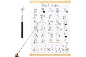 Veszoen Poster ABC para Niños 40 x 60 cm Pôster do Alfabeto para Crianças, Abecedario Para Niños, Póster educativo ABC Poster für Kinder für Einschulung Kindergarten Prischule Vorschule