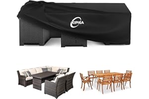 Kipiea Garden Furniture Covers Waterproof, Outdoor Patio Furniture Covers Windproof, Heavy Duty 420D Oxford Fabric Rattan Furniture Cover for Table and Chairs No Tears, Anti UV - 250 x 210 x 90cm