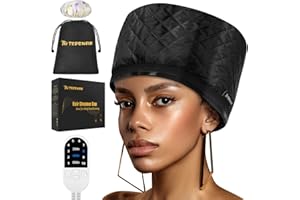 TEPENAR Upgraded Thermal Heat Cap for Conditioning Cap – Electric Hair Steamer for Natural Afro Hair, Portable Heat Spa Cap for Home Use (Black)