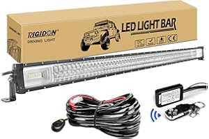RIGIDON 52 Pulgadas 130 cm 675W barra de luz led, Barras luminosas led y 12V estroboscópica kit de cableado para off road camión coche SUV 4x4, Foco Inundación Combo, 6000K lámpara de conducción