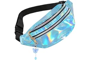 FASBET Bauchtasche Mädchen Damen Jungen mit Schmetterling Deko, Bauchtasche Bunt Gürteltasche Damen Stylisch Mädchen Jungen Festival Hipbag (Blau)