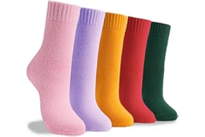Josnown Thermosocken Damen, 5 Paar Warme und Dicke WollSocken für Damen, Einfarbig Thermo Wintersocken StrickSocken, Größe 35-42