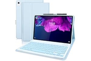 YEEGNAR Funda Teclado para Tableta Lenovo Tab P11 TB-J606 y Lenovo Tab P11 Plus TB-J607 Español Ñ Teclado 11 Pulgadas Protectora SlimShell con Soporte y Teclado Bluetooth imantado Desmontable Azul