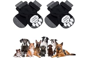 TSATHOGGUA 2 Pairs Anti-Slip Dog Socks with Adjustable Strap - Puppy Dog Claw Socks - Stop Licking and Protect Your Dog's Paws - Ideal for Indoor Outdoor Walking on Hardwood Floors - Traction Control for Dogs