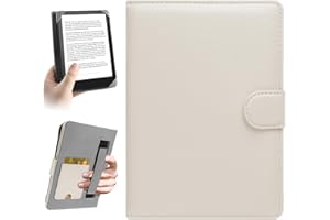 HoYiXi Universal Case for 6.8-7 inch Kindle eReader Compatible with Paperwhite/PocketBook and Tolino/Kobo Clara 2E/Kobo Clara HD,6",6.8" eReader Protective cover Built-in pocket,White