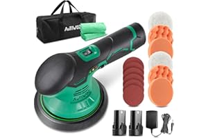 AUTIWOZ Lucidatrice Batteria,Lucidatrice per Auto, 2 Batteria,Lucidatrice eccentrica,Lucidatrice Orbita Casuale 8mm,Smerigliatrice Angolare Batteria per Auto,Barche,Mobili