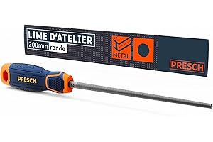 Presch Lime d'atelier ronde 200mm - Taille circulaire H2 pour limer les arrondis dans le métal, le bois ou le plastique - Lime à métaux de haute qualité