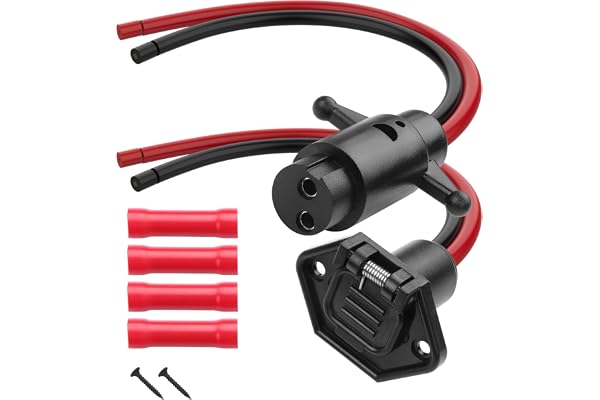 YACSEJAO 8 AWG 12 V – 24 V trollingmotorkontakt och uttag kit marin klass kraftkontakt med krympslang för basbåt, kajak, trol