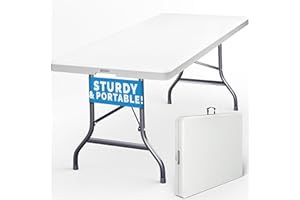 CASARIA® 6ft Folding Table, Spacious 183x75cm Plastic Tabletop & Sturdy Metal Frame | Foldable Portable Waterproof Easy Assembly | Buffet Picnic Parties BBQ, Camping Indoor & Outdoor | White