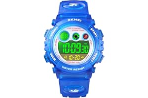 HMJIA Dziecięcy zegarek chłopięcy dla 5-16 lat, wodoodporny zegarek cyfrowy dla dzieci 5ATM z alarmem/datą/stoperem/LED