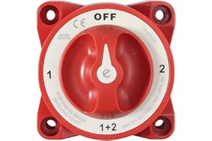 Proster Interrupteur d'Isolateur de Batterie Max 32V DC 350A Isolateur de Batterie Double Interrupteur Marin 4 Positions Interrupteur de Batterie Coupe Circuit Moto pour voitures, Bateaux,Véhicules