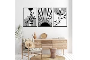PDUODUO 3 piezas de metal negro minimalista decoración de la pared la línea de Bohemia decoración de la pared arte geométrico de la pared Arte de la pared para Dormitorio Baño Sala de estar(22*16.5in)