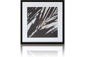 VUVUZULA Square Picture Frames 16x16 Inch Black Photo Frame with Mount for 12x12 Inch Photo with Real Glass for Wall
