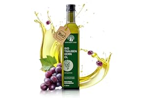 ‎AURA VOM LAND Aura vom Land Bio Premium Traubenkernöl Kaltgepresst 250ml – Vegan & Reich an Omega 6, Vitamin E – Hochwertiges Speiseöl auch als Haaröl/Körperöl – Bio Oil Grapeseed Oil Made in Germany