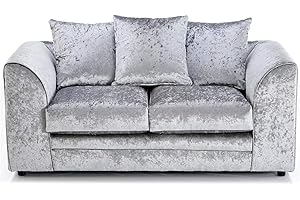 HHI Huge SALE- Chicago Silver Crushed Velvet 2 Seater Sofa set for living rooms- Delivery All Over UK- 001