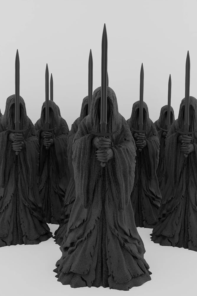 Küçük Boy 10 Cm Dekoratif ' Yüzüklerin Efendisi temalı Nazgul ' 5'li Set Heykel Figür Büst Siyah Renk, qw34bwqrv