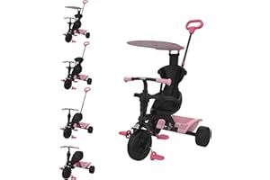 TP Toys - 707 - Tricycle 4 en 1, Rêve de Licorne, Tricycle Évolutif et Réglable pour Enfants de 10 à 36 Mois - Rose
