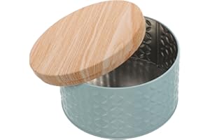 HOODANCOS Latas Redondas Para Galletas Con Tapas De Madera Bote De Té De Hojalata Tarro De Galletas De Metal Lata Vacía Para Joyería Caja De Almacenamiento De Alimentos Lata Para