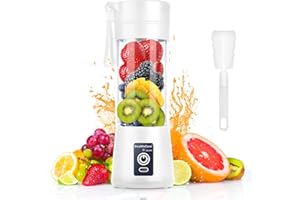 DOUBLECARE Przenośny kubek blendera, elektryczny blender USB, mini blender przenośny blender do koktajli i smoothie, soku, 380 ml, sześć ostrzy idealne do mieszania, biały