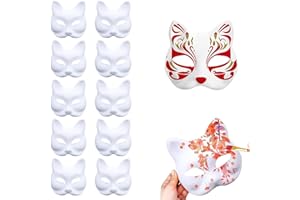Xiujuers Pack of 10 Therian Mask Cat Masks for Painting