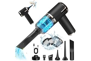 AGARELE Bezprzewodowy odkurzacz ręczny 7000 PA z możliwością ponownego ładowania do samochodu, 3 w 1 odkurzacz i dmuchawa i pompa ręczna, przenośny odkurzacz na mokro i na sucho do samochodu, biura, domu