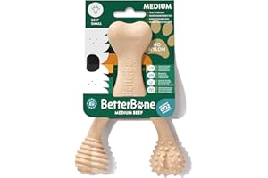 BetterBone - Zabawka dla psa do żucia - mała i średnia wołowina - kość do żucia dla psa, bez nylonu i GMO na bazie celulozy, zabawka do żucia średnio twarda o smaku wołowiny - drewno do żucia bez