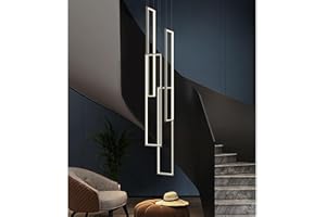 HYQJUNE Modern LED Geometrie Pendelleuchte Wohnzimmerlamp Aluminium Treppe Kronleuchter Xuanguan Schlafzimmer Hängeleuchte Schwarz Salon Esszimmer Deckenleuchte Acryl Hängelampe,4 heads warm ligh