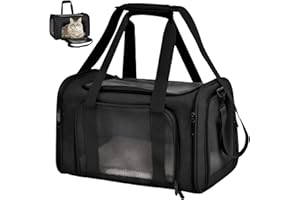 WIYETY Transportbox Katze Katzentransporttasche Haustiertasche: 3-6kg Katzen Transportboxen Faltbar, Transporttasche Katze für Katzen, kleine Hunde, Schwarz