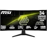 MSI 34 MAG 346CQ, Gaming Monitor, UWQHD, 21:9, Curve 1500R, VA, 180Hz, 1ms (MPRT), FreeSync Premium