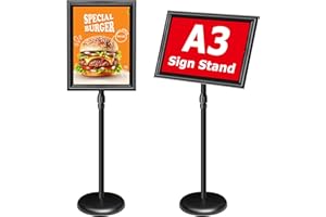 VAIIGO Soporte para Carteles A3 Aluminio Ajustable Giratorio 360° Soporte de Información Soporte Publicitario Soporte de Anuncio Porta Carteles Atril Expositor Menú Oficina Restaurante Tienda Negro