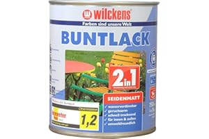 Wilckens 2in1 Acryl Buntlack für Innen und Außen, seidenmatt, 750 ml, RAL 9010 Reinweiß