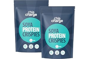 CHIA CHARGE 80% Protein SOYA Crispies - High Protein for Adults and Kids - Healthy, Gluten Free Vegan Snack - Low Fat Food, No Sugar Crispies (1 kg (Pack of 1), Unflavoured)