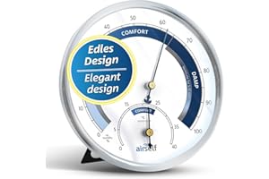 AIRSELF Termoigrometro analogico - termometro per interni e misuratore di umidità - con zone di controllo