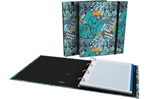 Grafoplas - Archivador de Anillas Colección Bits&Bobs Pop Up, Diseño Bear, Tamaño A4, 4 Anillas con Recambio 100 Hojas, Separadores, Lomo Curvo y Goma, Hojas de Cuadros con Borde 90g, Certificado FSC