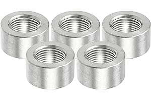 Motoforti Universal Car O2 Oxygen Sensor Bung Weld Bung, M18x1.5, Durable, Stainless Steel, Silver Tone, 5 Pcs