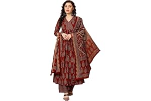 KLOSIA Damen Bedrucktes Kurta und Hose Set mit Dupatta